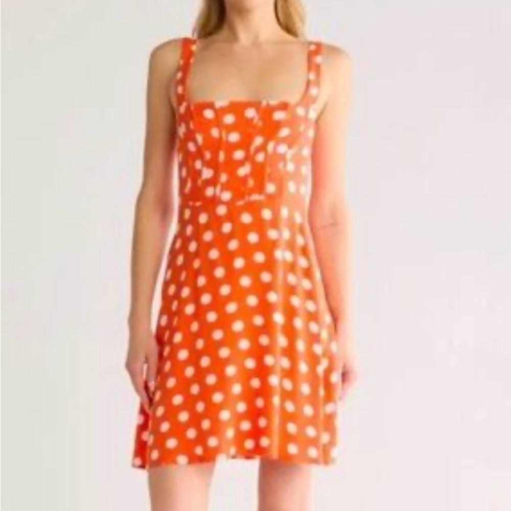 NWT AFRM  POLKA DOT CORSET MINIDRESS IN ORANGE